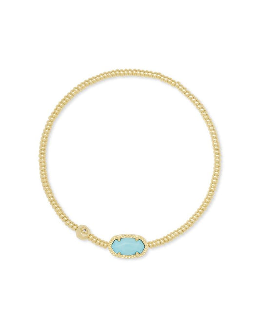 GRAYSON STRETCH BRACELET GOLD LIGHT BLUE MAGNESITE