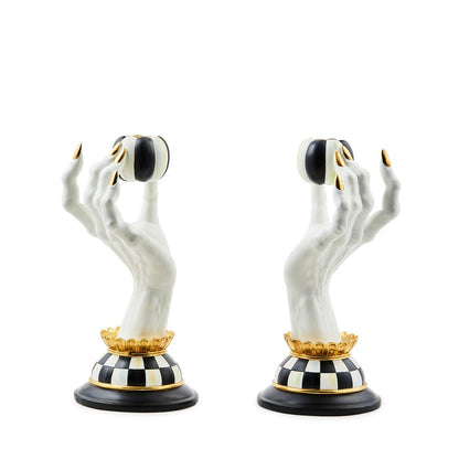 Mackenzie-Childs Haunted House Spooky Hand Candle Holders, Set of 2
