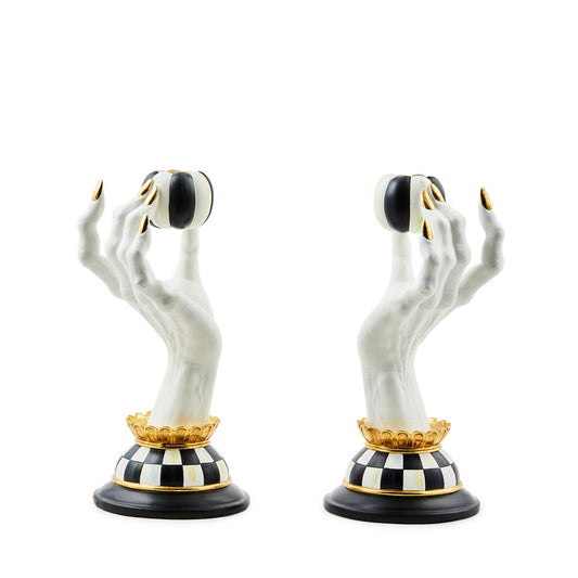 Mackenzie-Childs Haunted House Spooky Hand Candle Holders, Set of 2