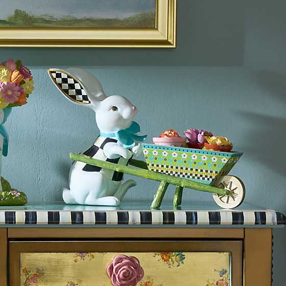 Calico Bunny with Wheelbarrow by Mackenzie Childs