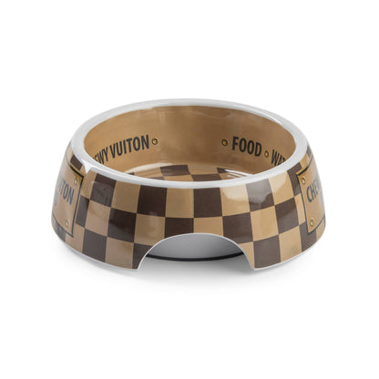 Checker Chewy Vuiton Bowl -  Dog Bowls: Medium