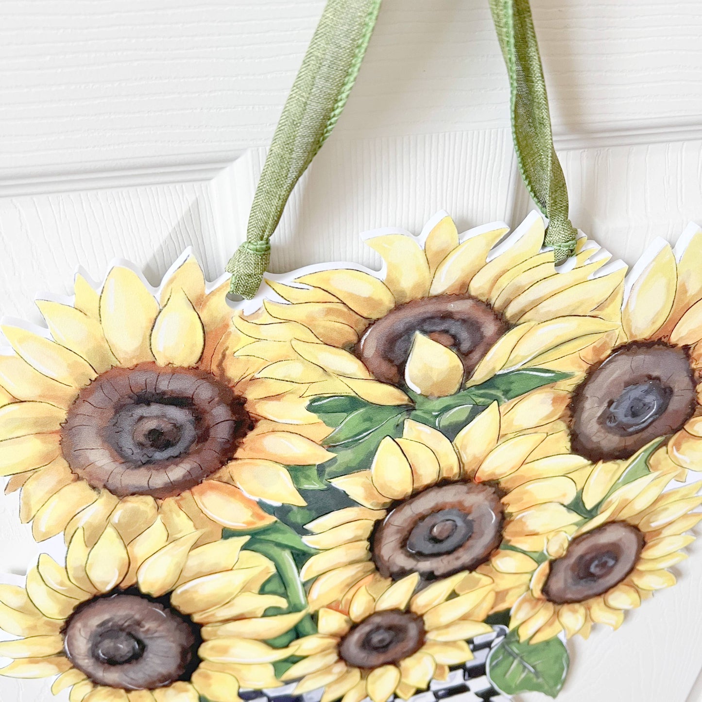 Sunflower Check Vase Door Hanger-Checkered Trend Floral
