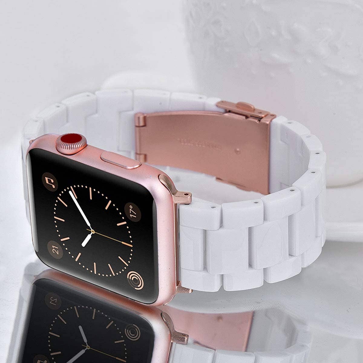 Resin Bracelet Light Weight Bands for Apple Watch: 38/40/41mm / Pink White