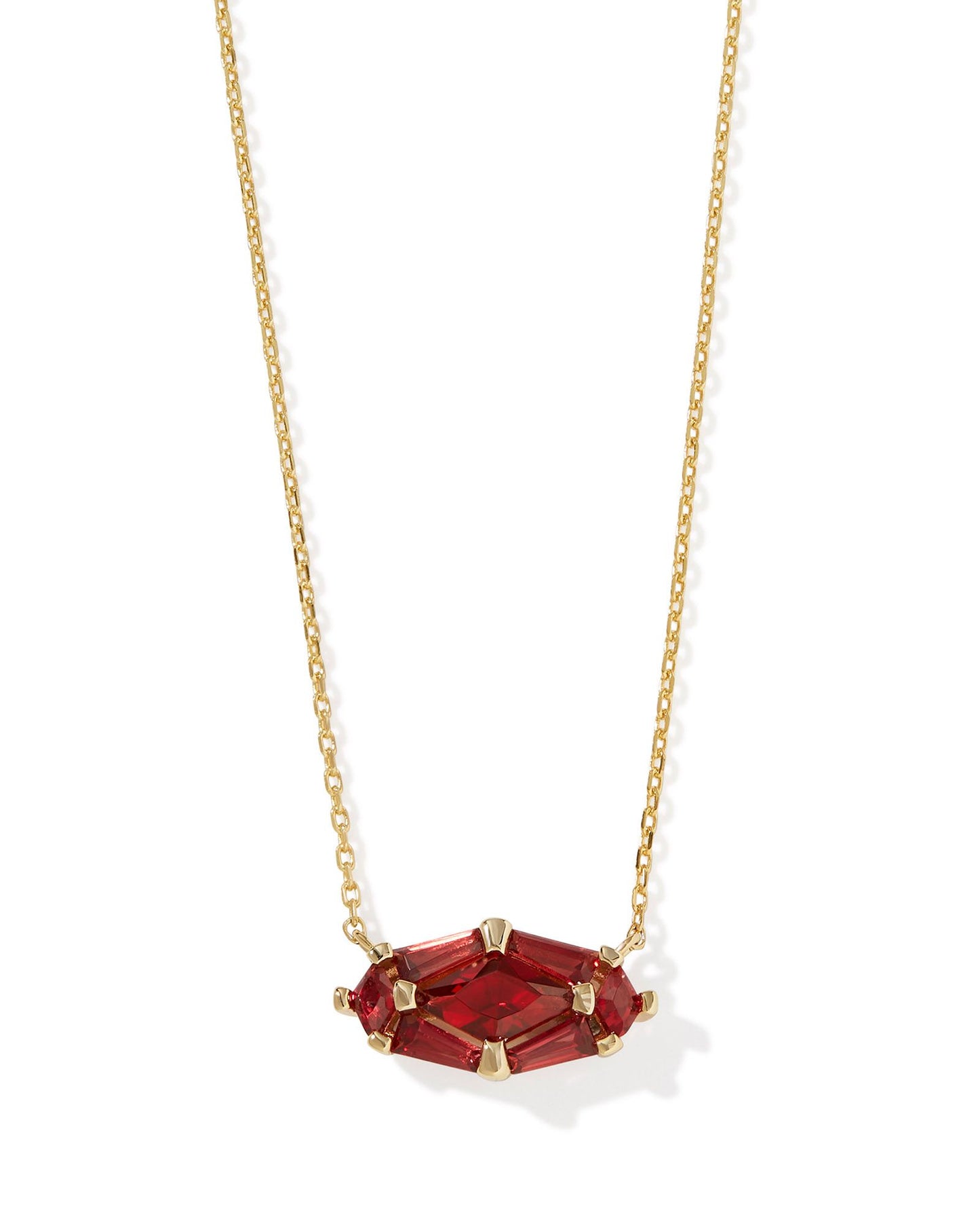 LINDY RAE ELISA SHORT PENDANT NECKLACE GOLD RED CRYSTAL