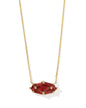 LINDY RAE ELISA SHORT PENDANT NECKLACE GOLD RED CRYSTAL