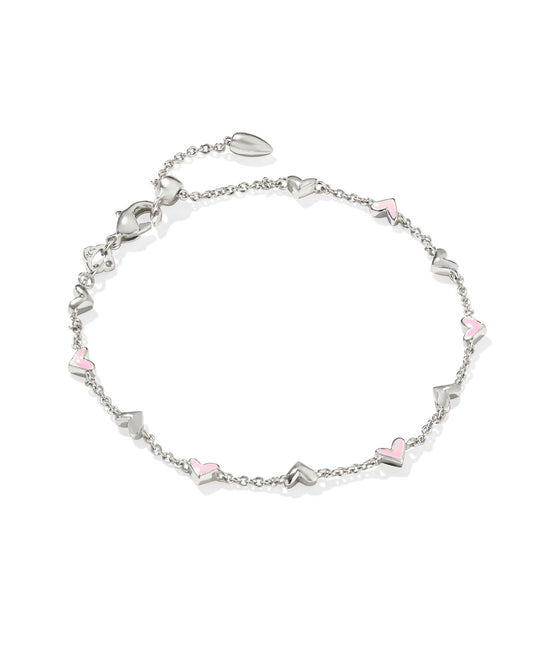 HAVEN DELICATE CHAIN BRACELET SILVER PINK ENAMEL