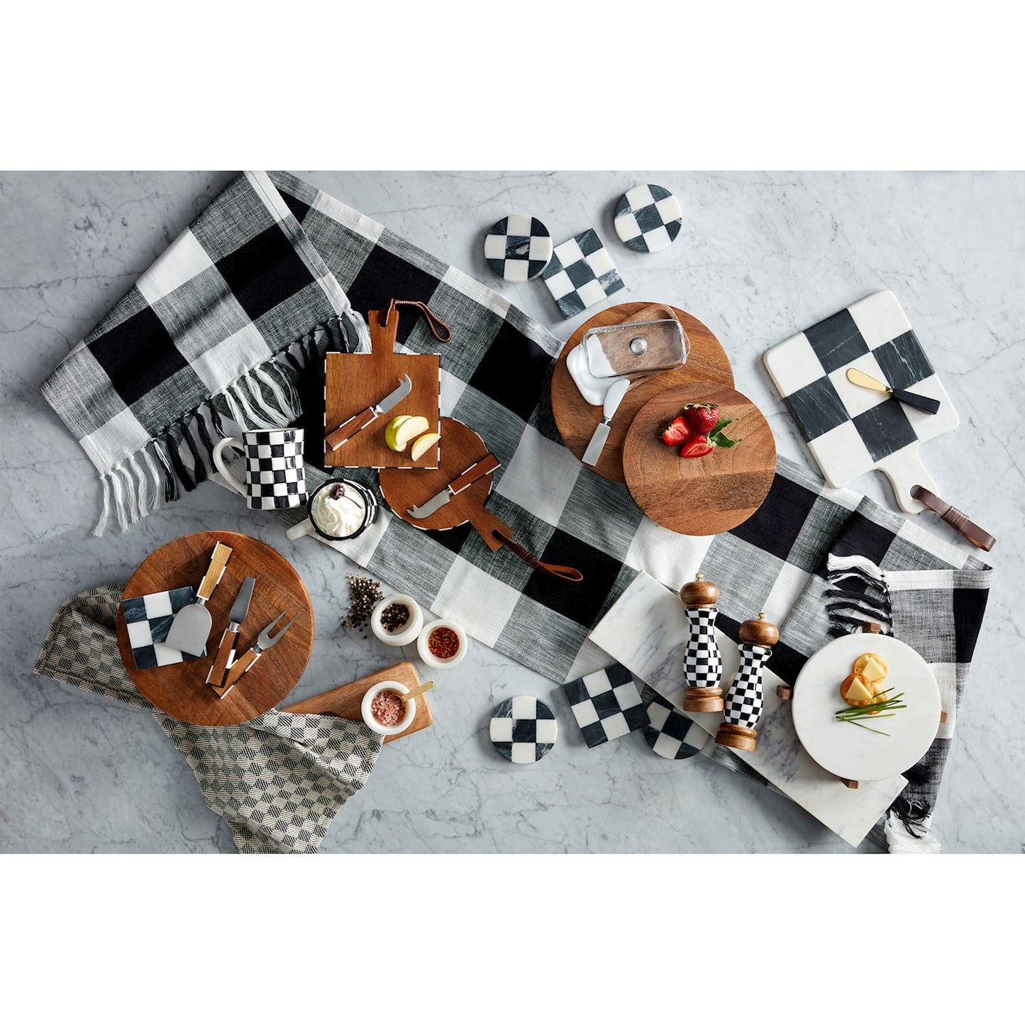 Checkered Salt & Pepper Grinder Set