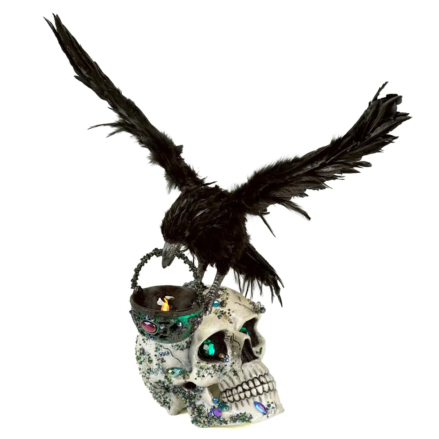 Watchful Crow with Tea Light Lantern by Katherines Collection