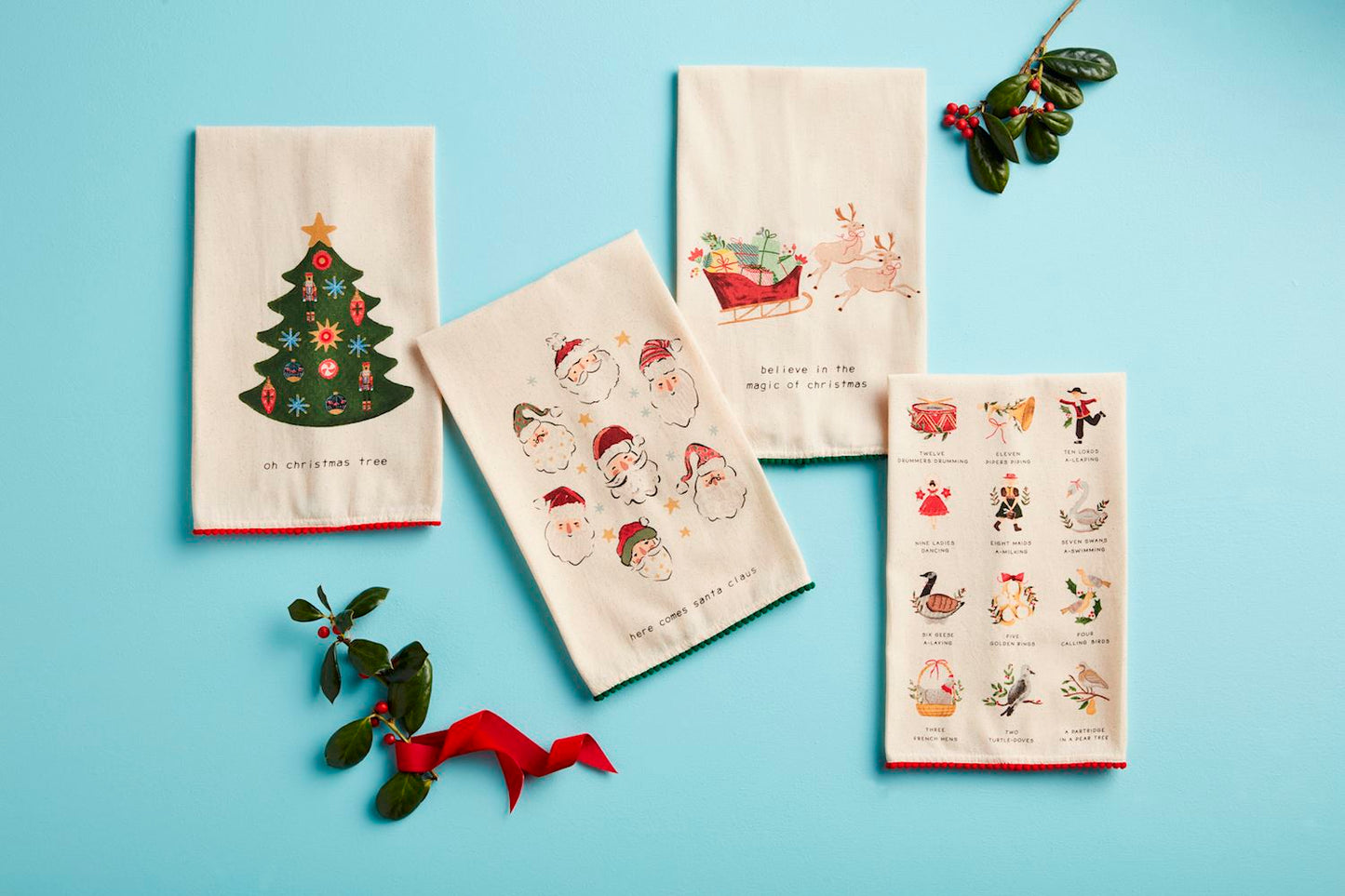 SANTA PRINTED CHRISTMAS TOWELS