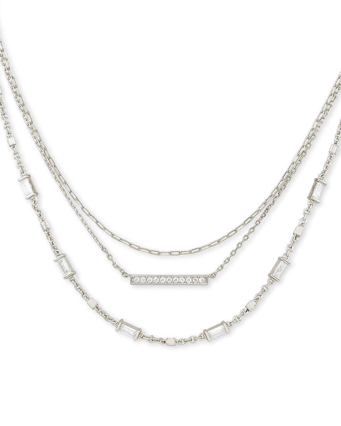 ADDISON MULTI STRAND NECKLACE RHODIUM METAL