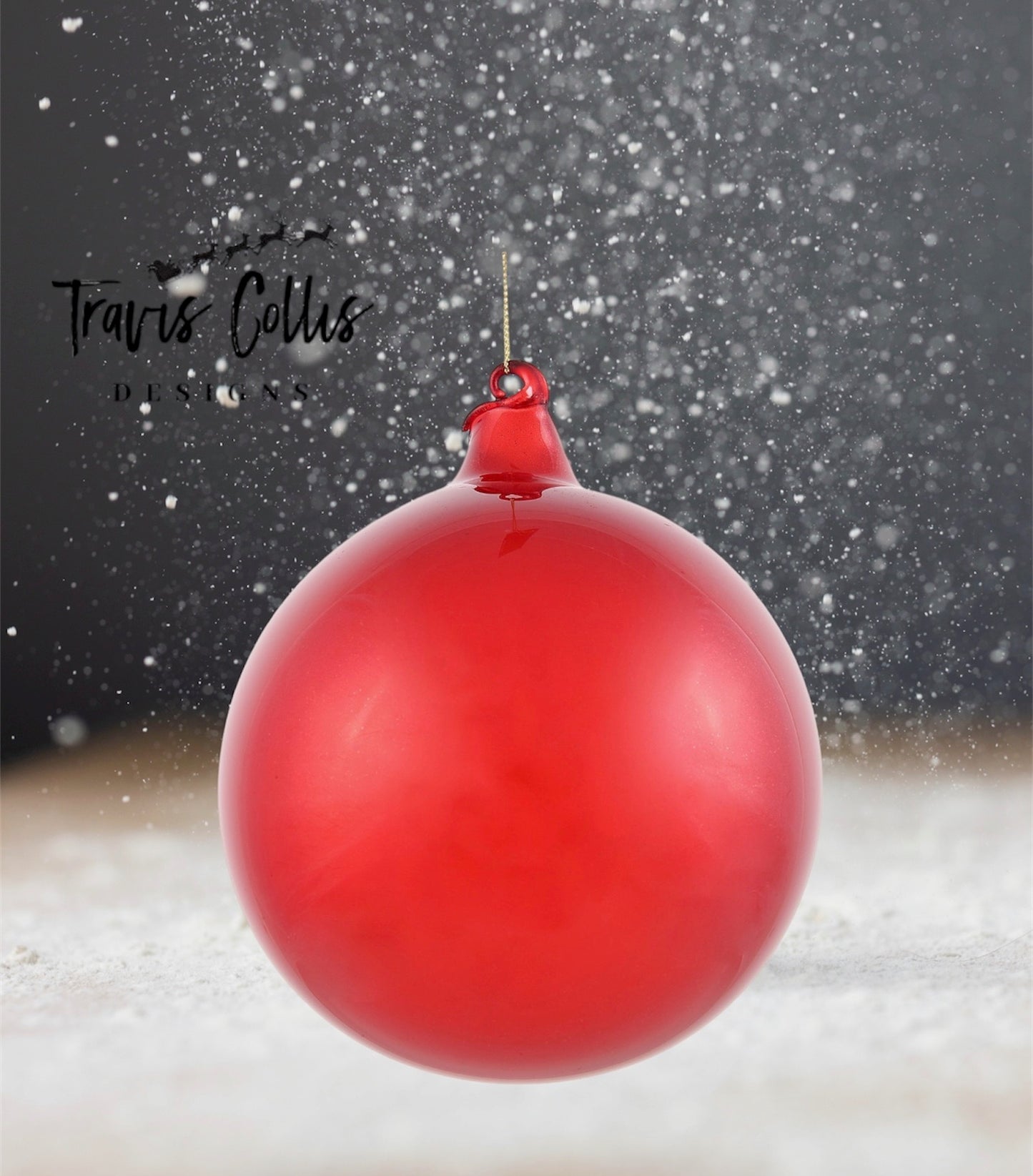 6" Red Glitter Bubblegum Glass Ball Ornament