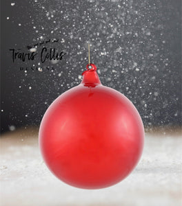 6" Red Glitter Bubblegum Glass Ball Ornament