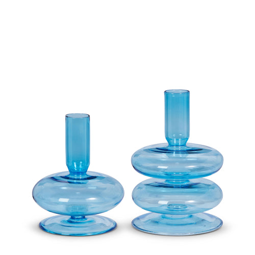 6" BLUE BUBBLE CANDLE STICKS