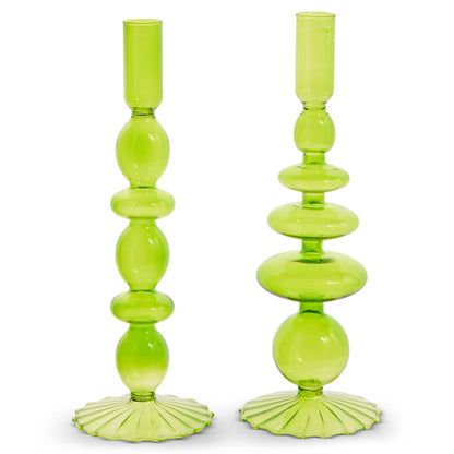 10.25" GREEN CANDLE STICKS