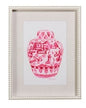 18" PINK CHINOISERIE CONTAINER FRAMED WALL ART