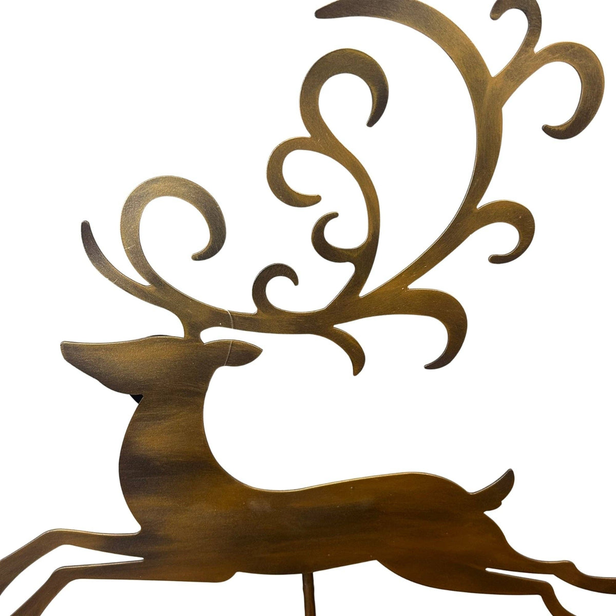 Metal Reindeer on Stand 29" Antique Gold