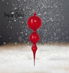 11" Red Bubblegum Glass Finial Ornament