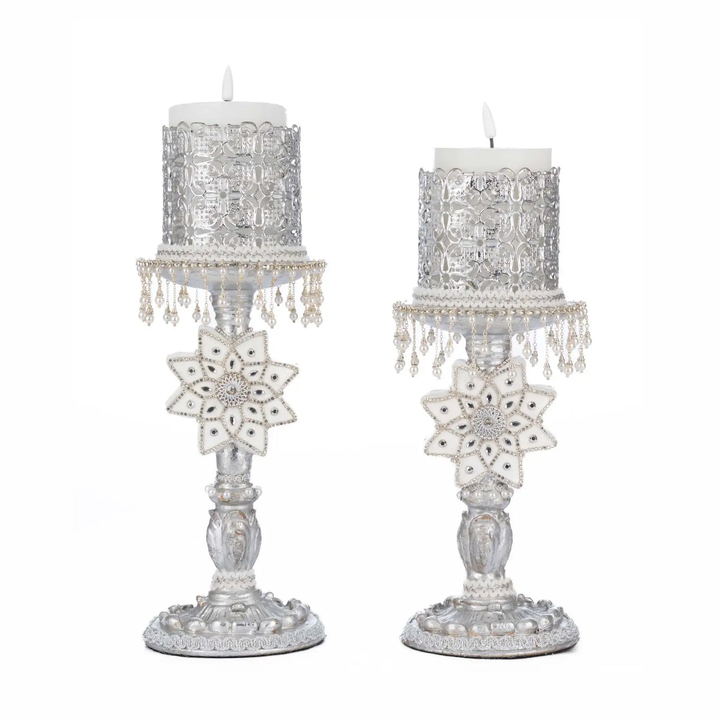 Bells of Brilliance Silver Candle Sticks Set of 2 by Katherine's Collection