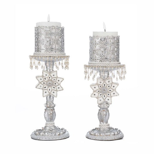 Bells of Brilliance Silver Candle Sticks Set of 2 by Katherine's Collection