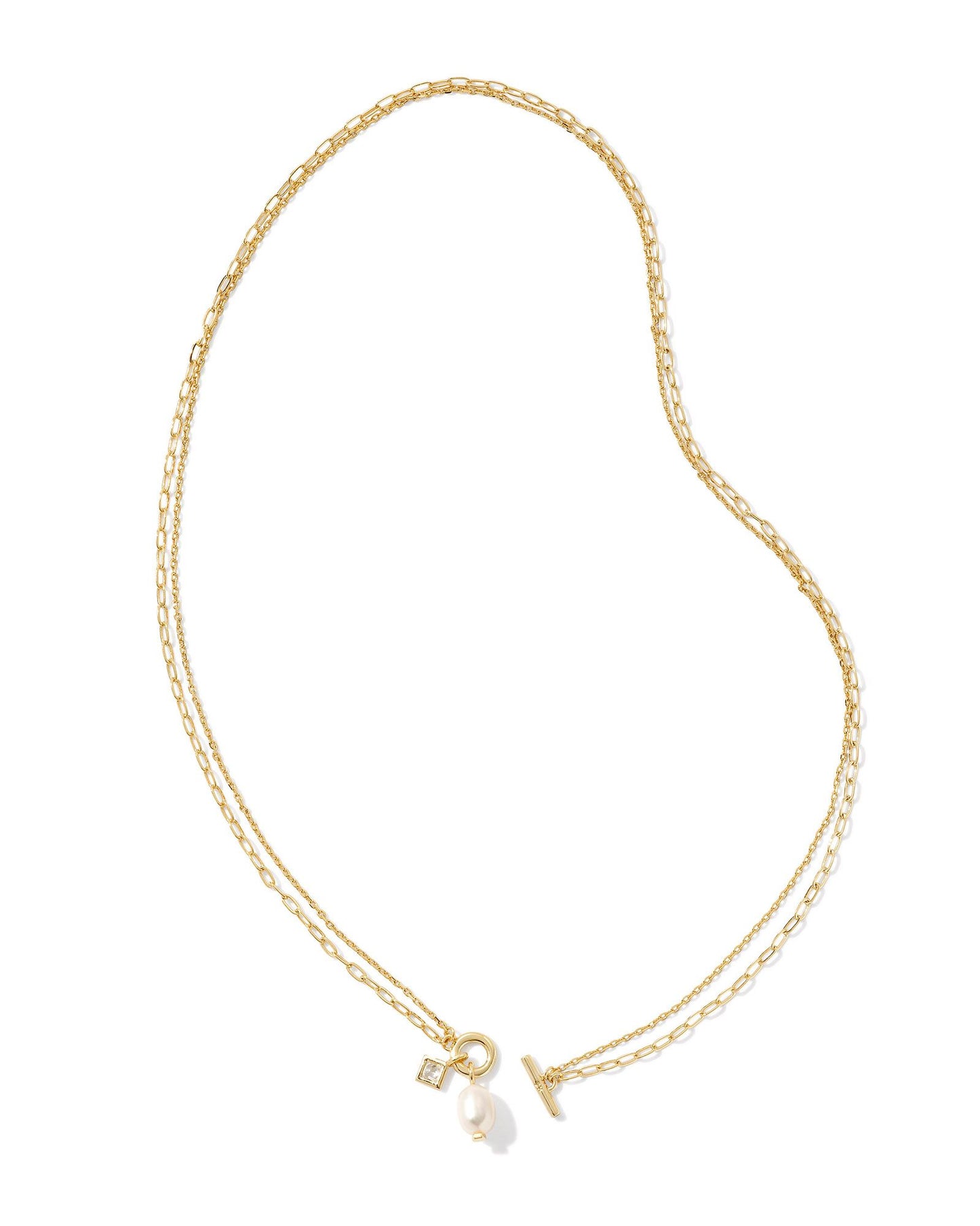 EVE CHAIN MULTI STRAND NECKLACE GOLD WHITE PEARL