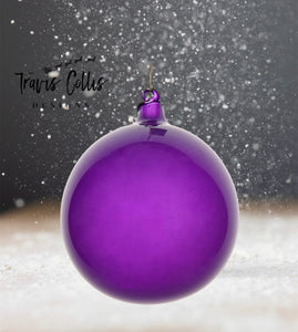 6" Purple Glitter Bubblegum Glass Ball Ornament