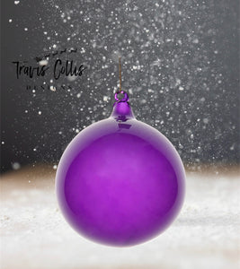 4.7" Purple Glitter Bubblegum Glass Ball Ornament