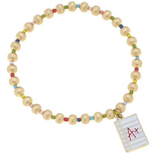 A+ Student Rainbow Ball Bead Stretch Bracelet in Multi