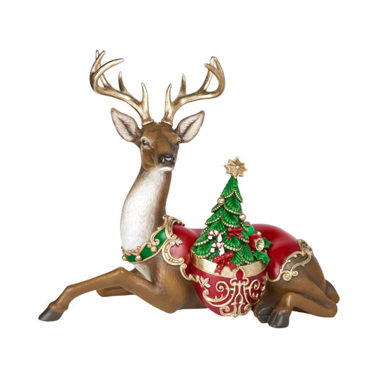 31in Deer Laying Down w/Tree
