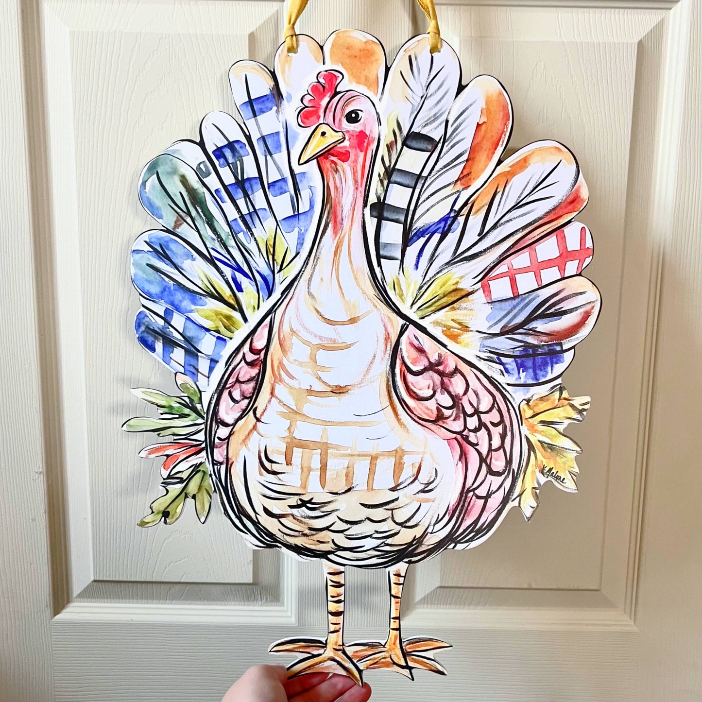 Patchwork Turkey Door Hanger-Thanksgiving Friendly Fun Decor