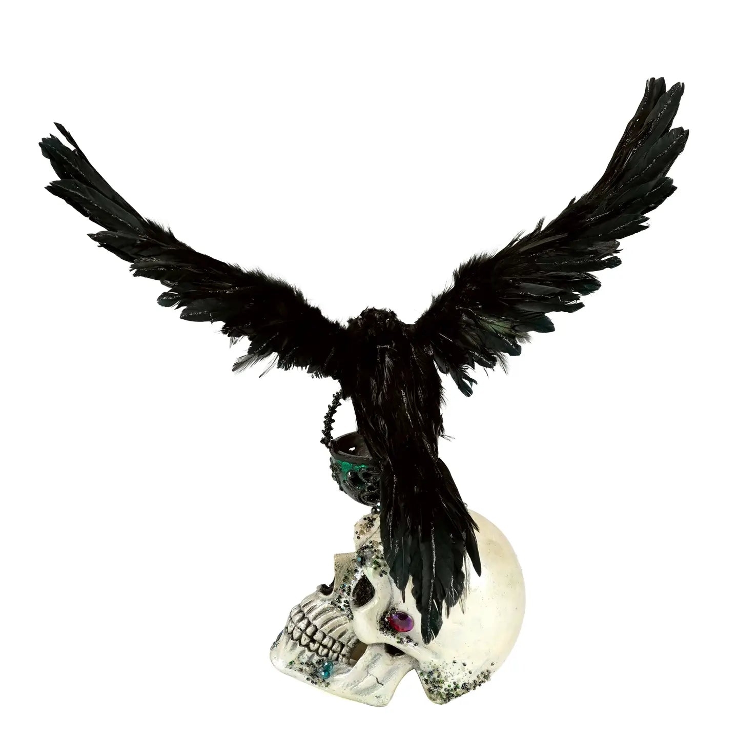 Watchful Crow with Tea Light Lantern by Katherines Collection