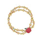 Red Delicious Apple 2-Row Ball Bead Stretch Bracelet