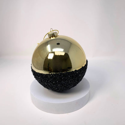 VP HALF THE FUN CHRISTMAS BALL ORNAMENT - 4" - BLACK/GOLD