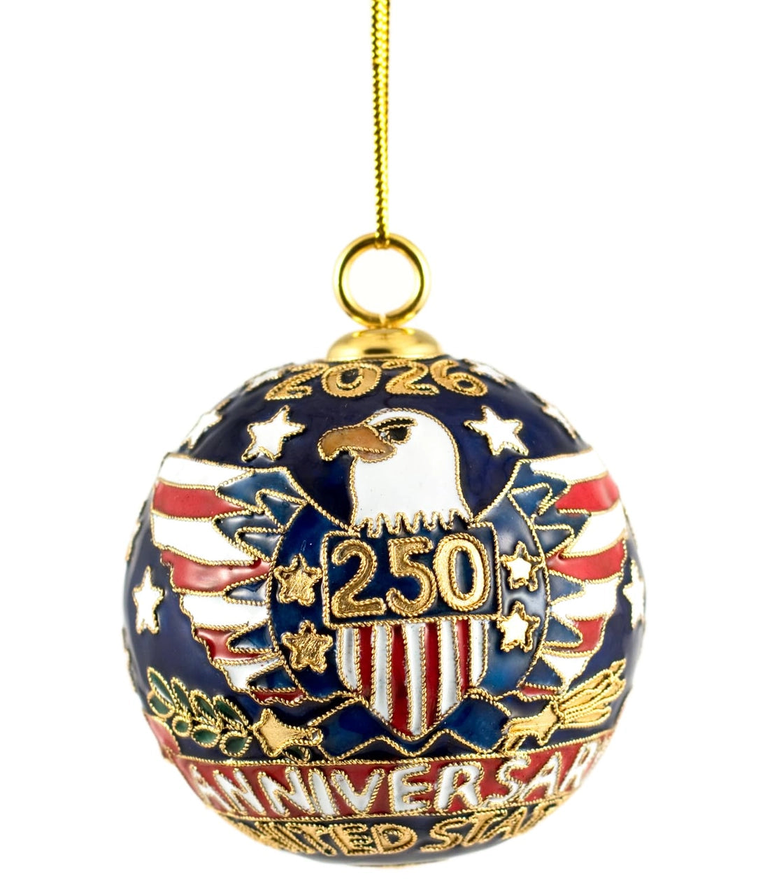 Handmade Cloisonne 250th Anniversary USA Ball Ornament