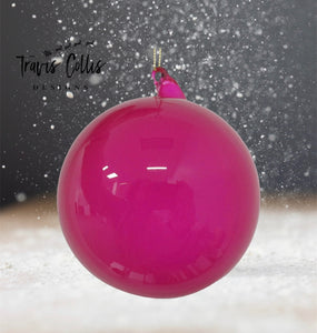 6" Fuchsia Bubblegum Glass Ball Ornament