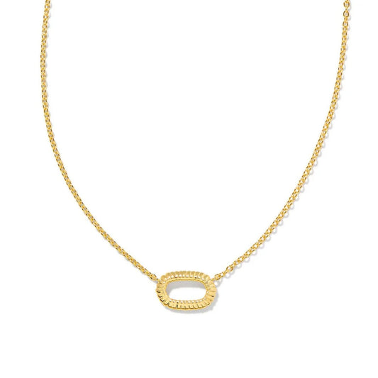 ELISA RIDGE OPEN FRAME SHORT PENDANT NECKLACE GOLD