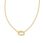 ELISA RIDGE OPEN FRAME SHORT PENDANT NECKLACE GOLD