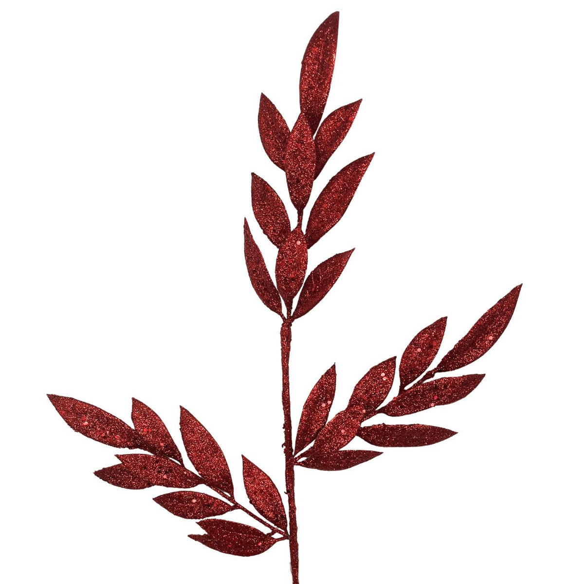 Glitter Bay Leaf Spray 29" - Burgundy