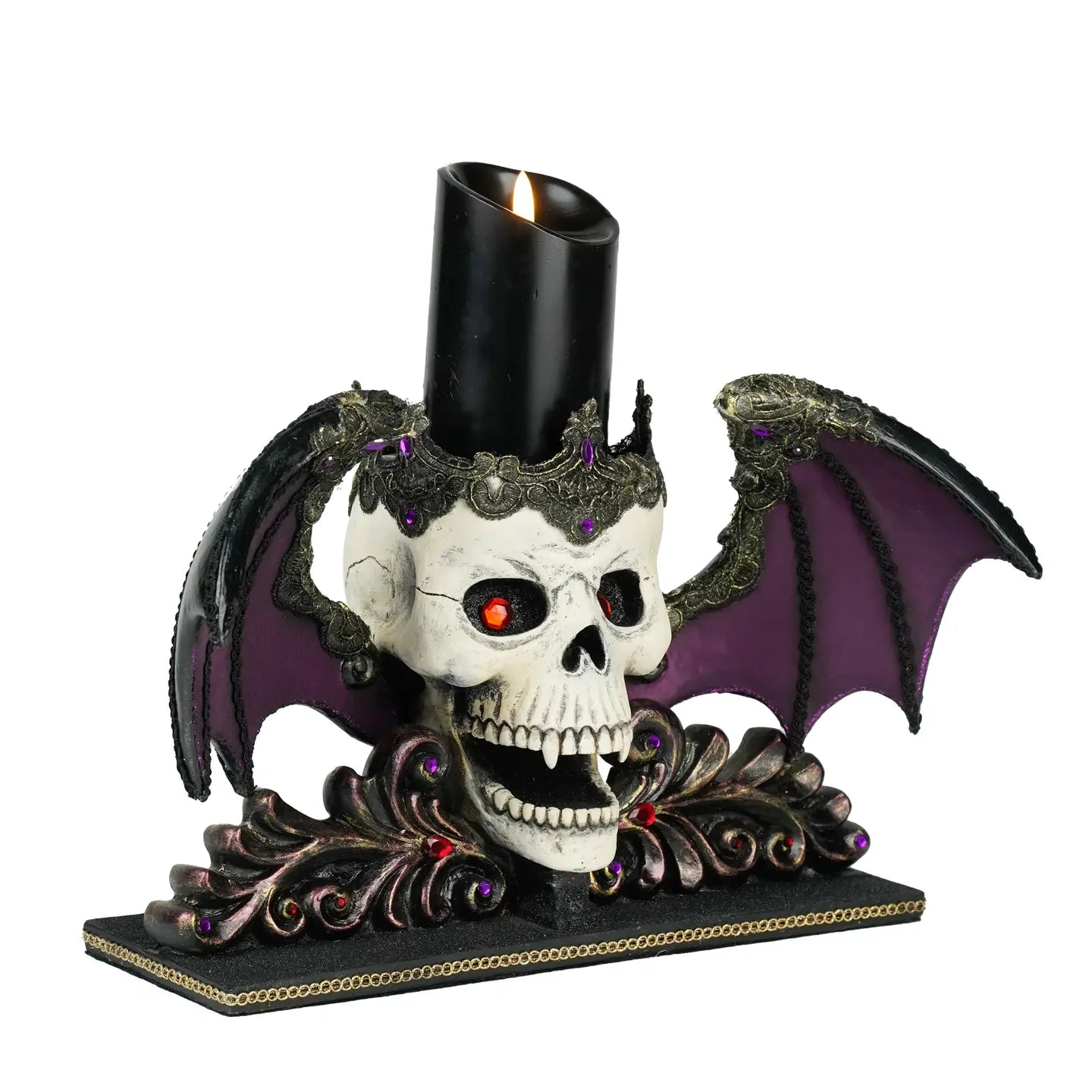 Winged Skull Pillar Candle Holder by Katherines Collection