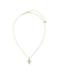 PEARL CROSS SHORT PENDANT NECKLACE GOLD WHITE PEARL