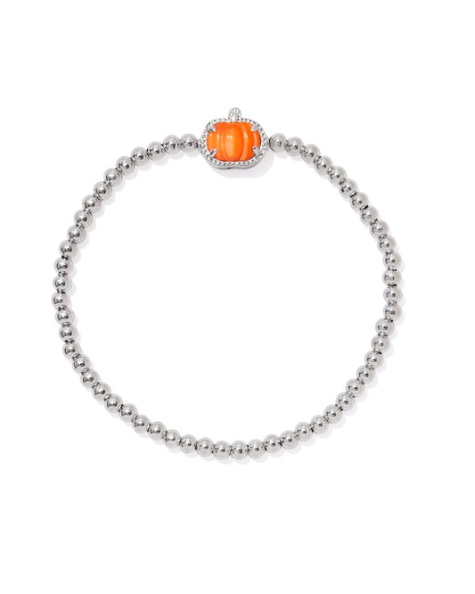 PUMPKIN STRETCH BRACELET SILVER ORANGE MOTHER OF PEARL