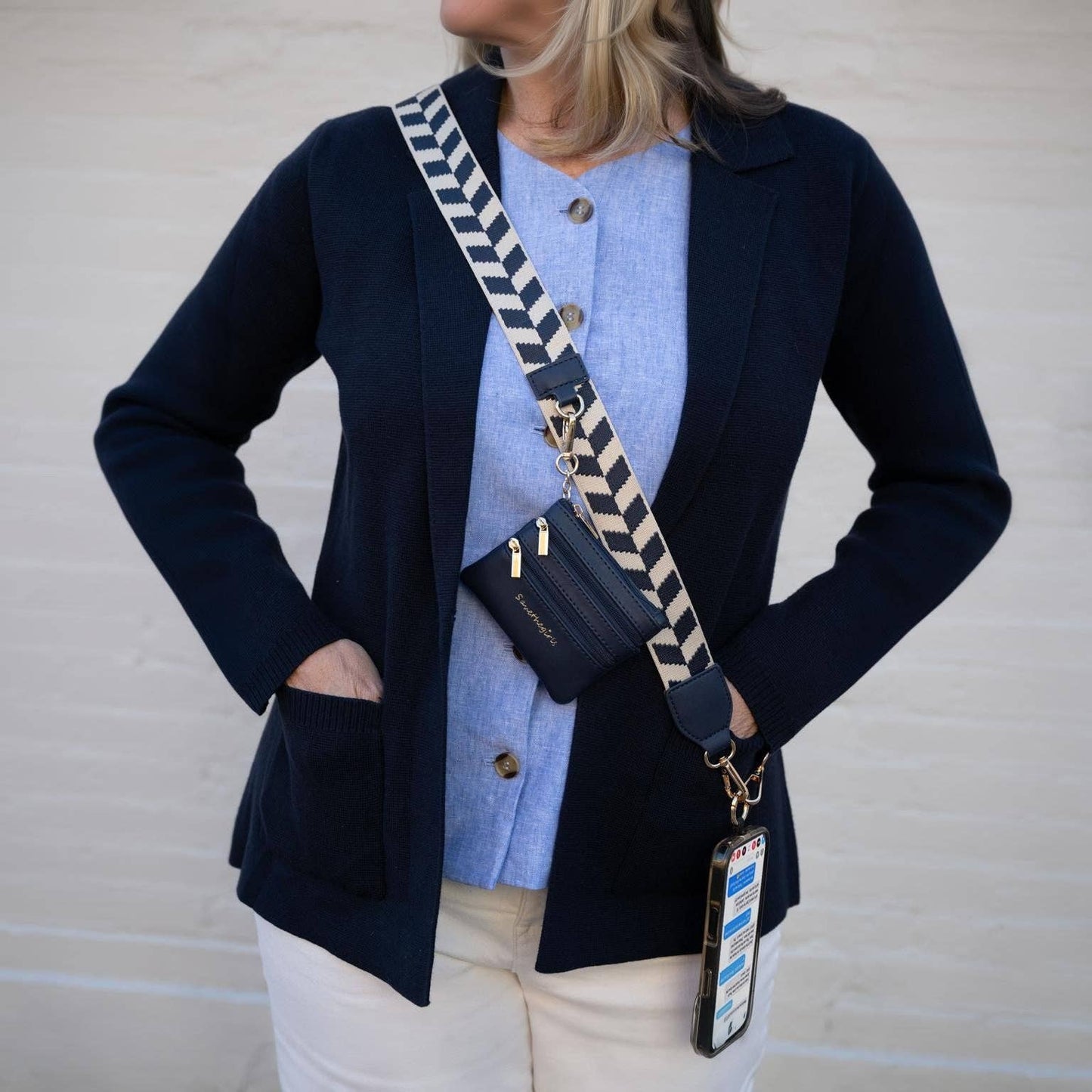 Clip & Go Strap w/Zippered Pouch Chevron