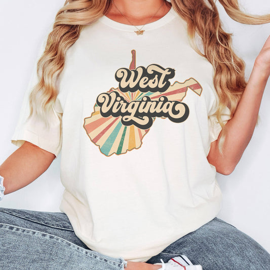 Retro West Virginia Shirt: Grey / Unisex XS