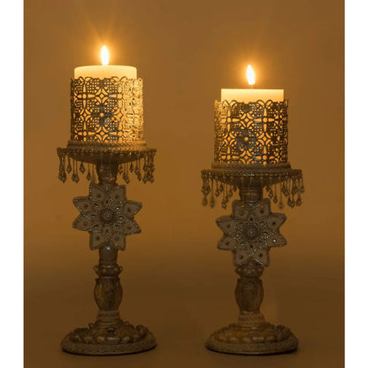 Bells of Brilliance Silver Candle Sticks Set of 2 by Katherine's Collection