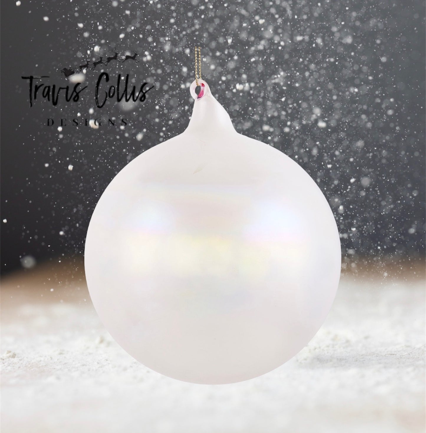 6" White Pearl Glass Ball Ornament