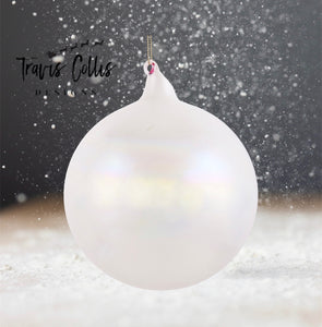 6" White Pearl Glass Ball Ornament