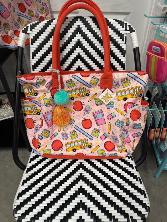 School Days Tote 100% Cotton, Lining 100% Polyester, 20" L 8" W 14" H