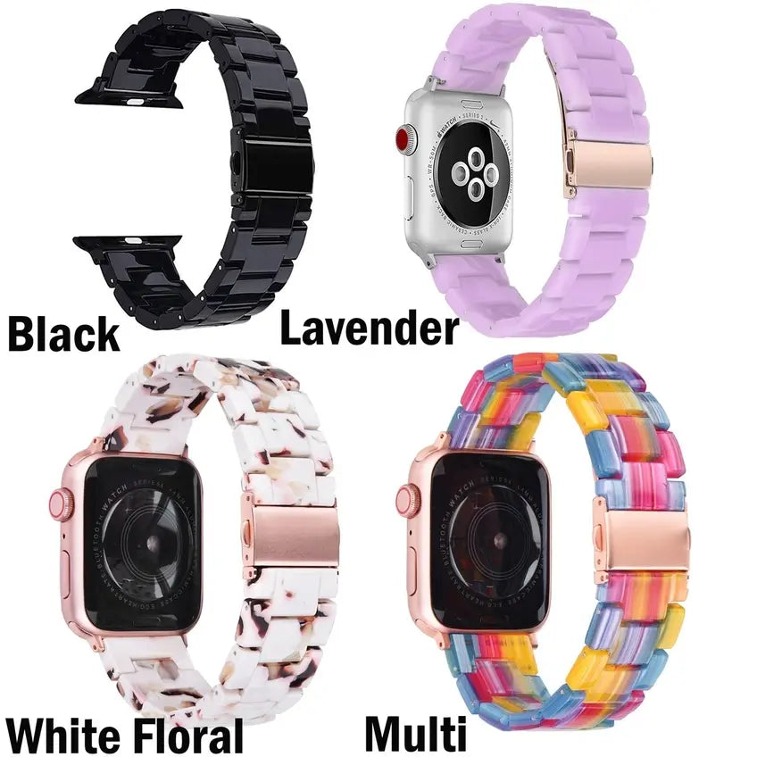 Resin Bracelet Light Weight Bands for Apple Watch: 38/40/41mm / Pink White