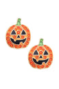 Happy Pave Pumpkin Stud Earrings in Orange