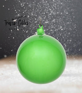 6" Mint Glitter Bubblegum Glass Ball Ornament