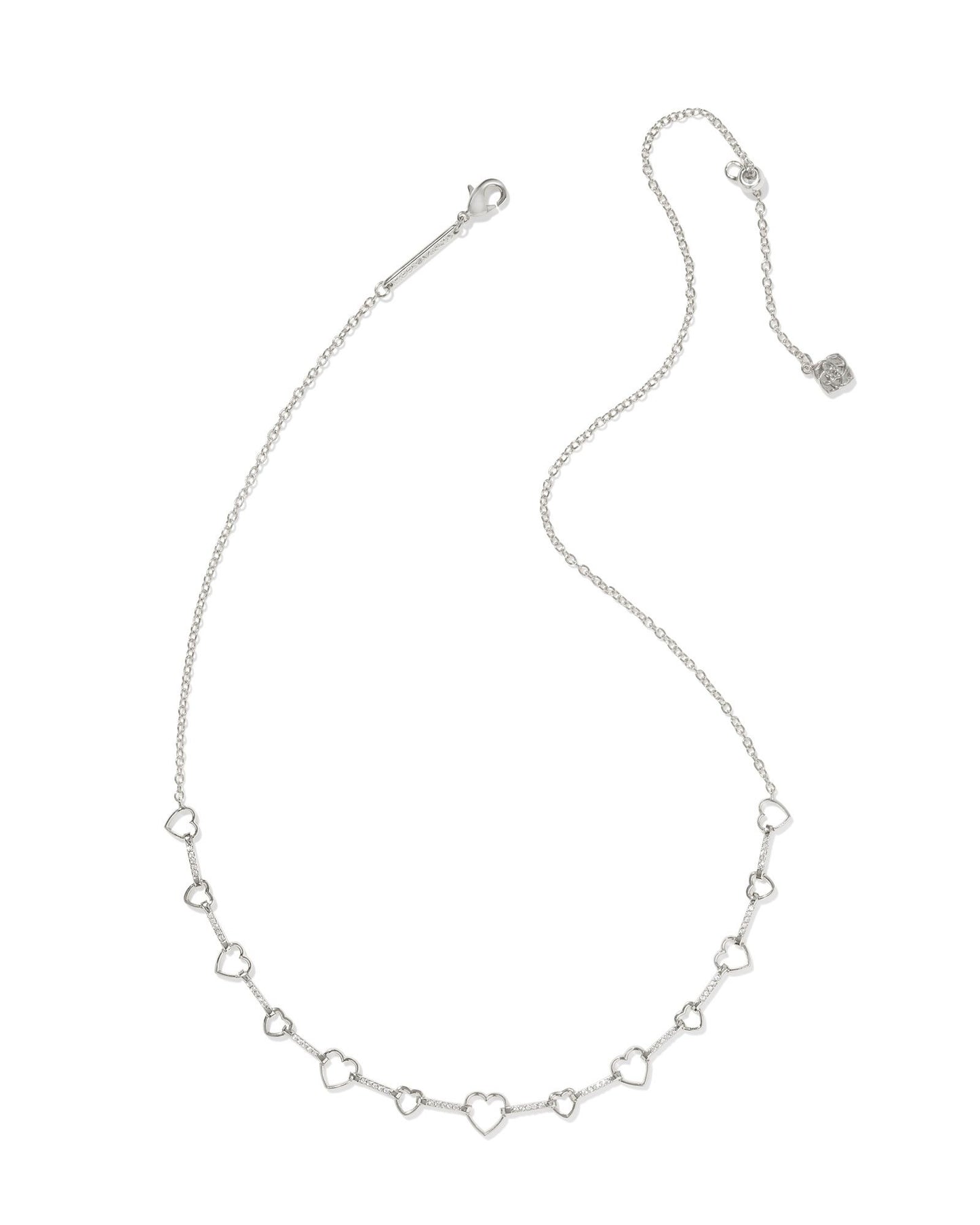 HAISLEY HEART STRAND NECKLACE SILVER WHITE CRYSTAL